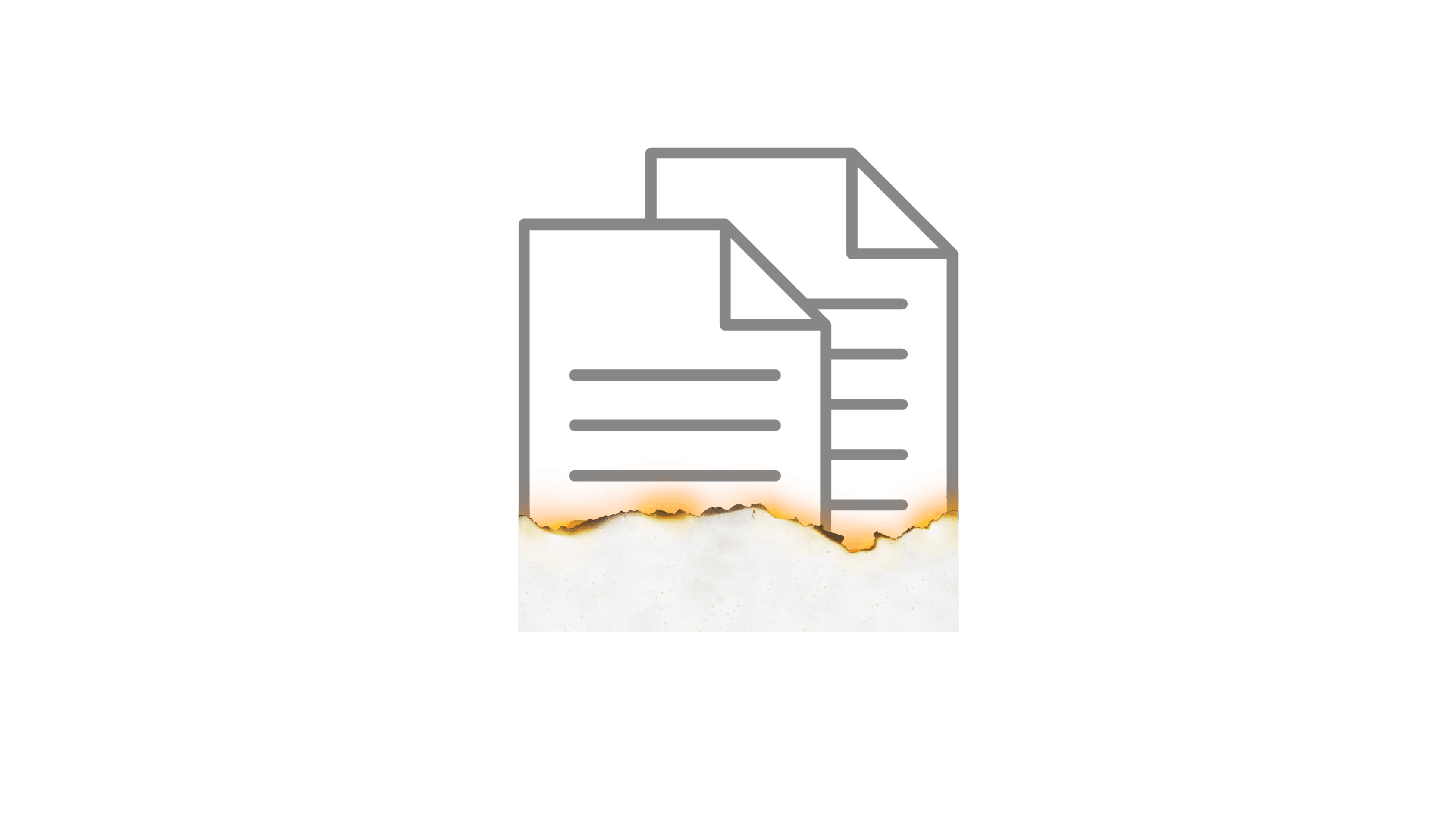 image of two document icons being burned from the bottom